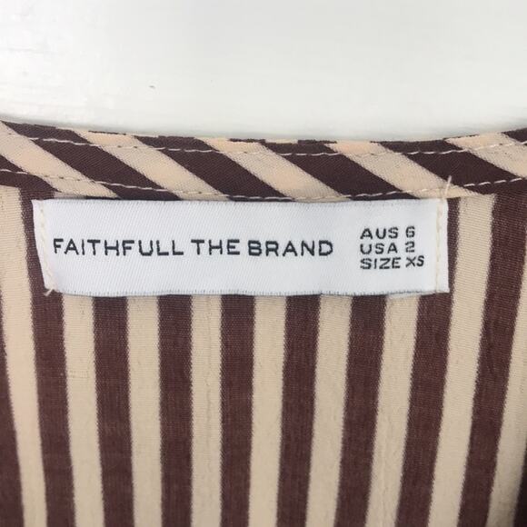 Faithfull The Brand Front Tie Striped Crop Size 2 - Picture 3 of 7
